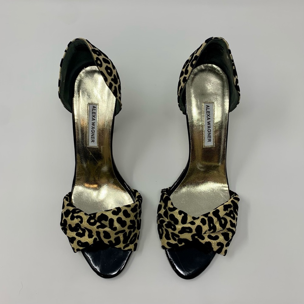Alexa Wagner Leopard Print Peep Toe Heel Pumps Shoes Women 6 1/2 Formal Party - Picture 3 of 16